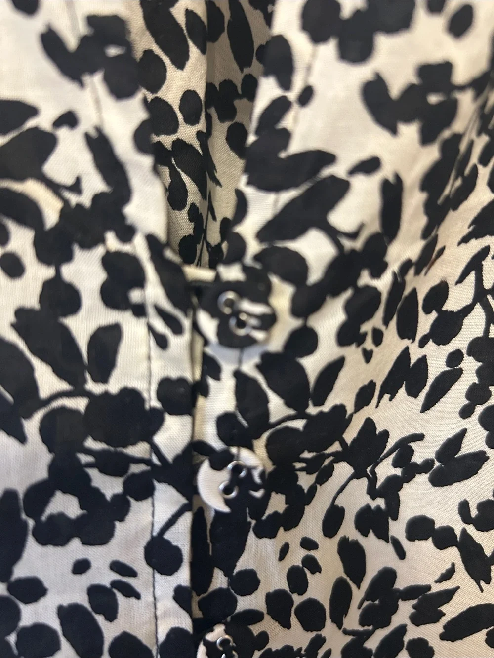 Madewell Black & Cream Floral Puff-Sleeve Blouse